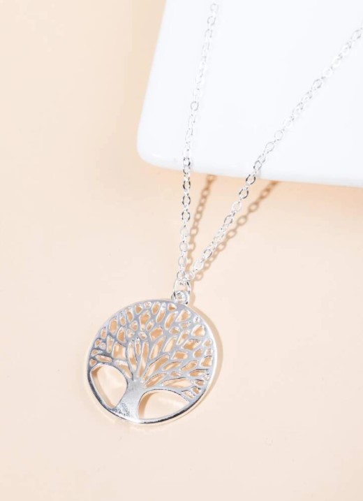 Hollow Out Tree Charm Necklace